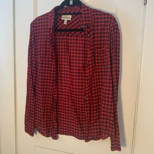J Crew Womens “Boy” Button-Up Red and Navy Gingham